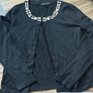 Banana Republic Black Cardigan with Embellished Neckline
